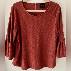 W5 Textured 3/4 Flare Sleeve Shirt Size Large